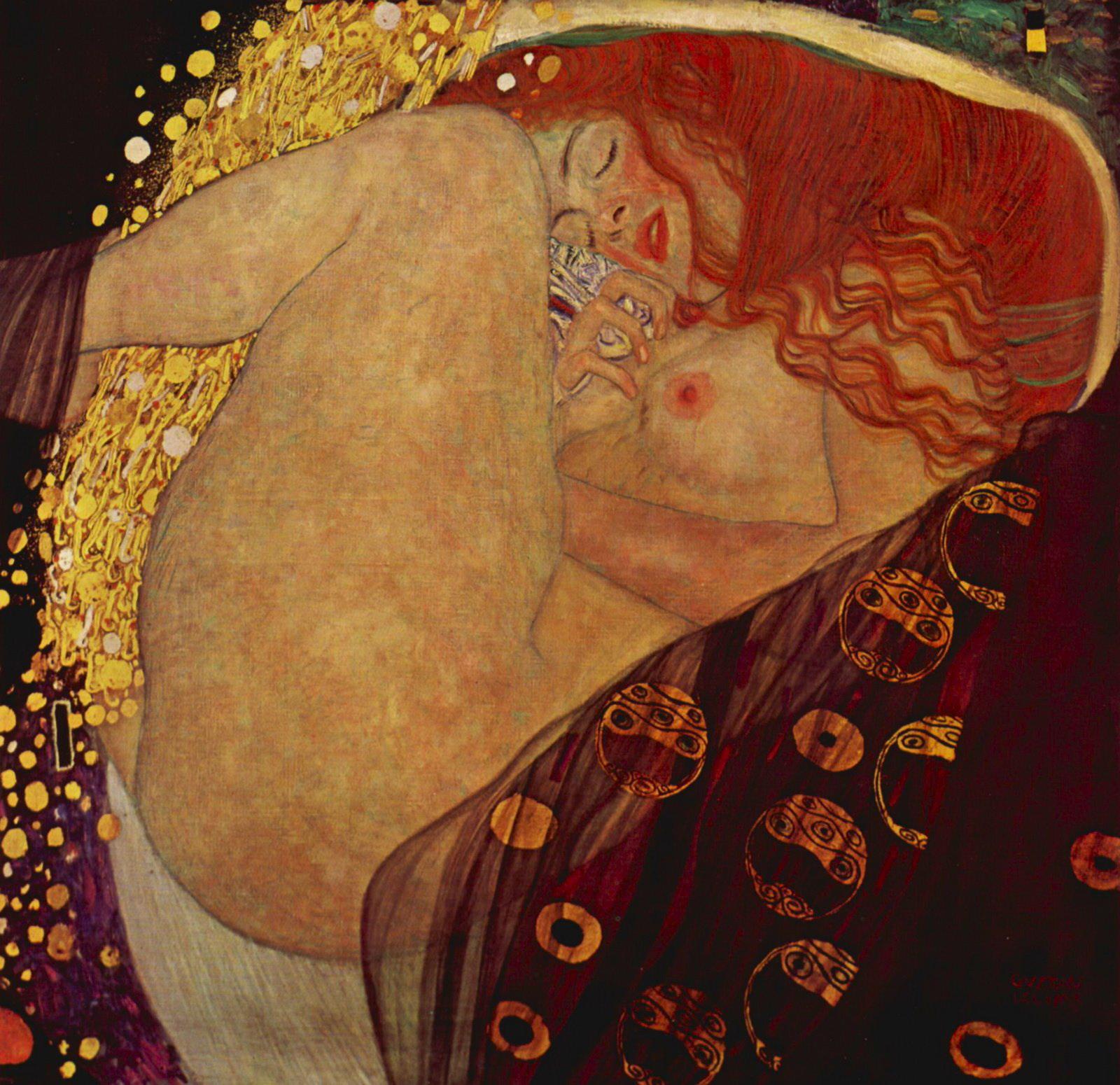 Décoration murale dorée Danae Gustav Klimt Peintures à l'huile